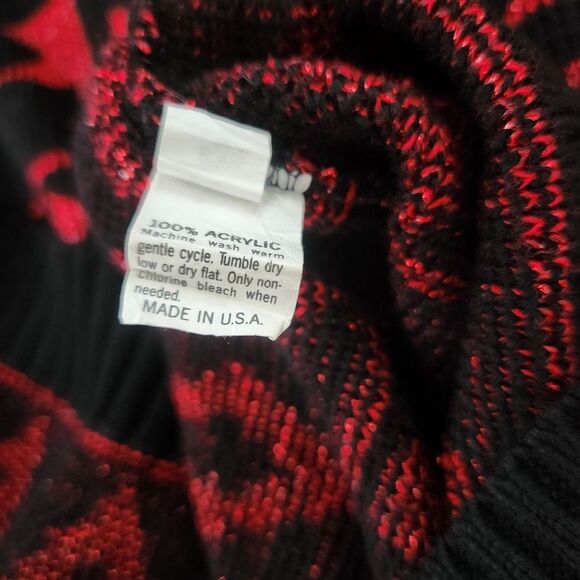 Ellen D Kollection Vintage Geometric Pattern Knit Sweater Red & Black Size Small - Picture 6 of 9